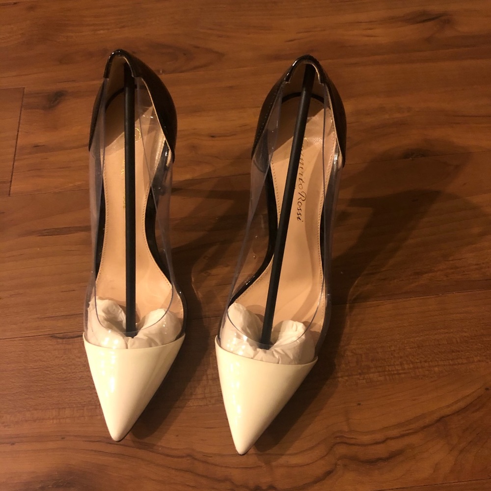 New Gianvito Rossi 10MM PLEXI & PATENT LEATHER
